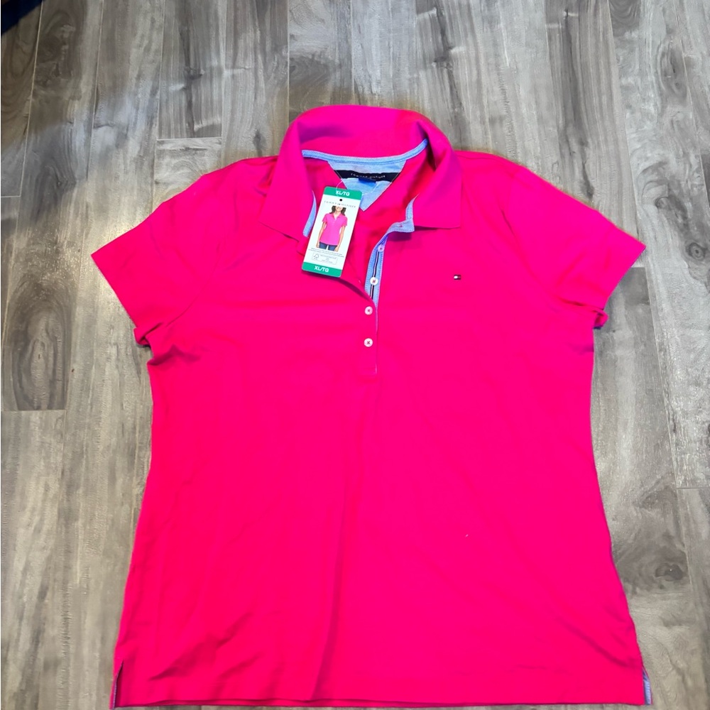 Tommy Hilfiger Women's Bright Pink Button Down Shirt
